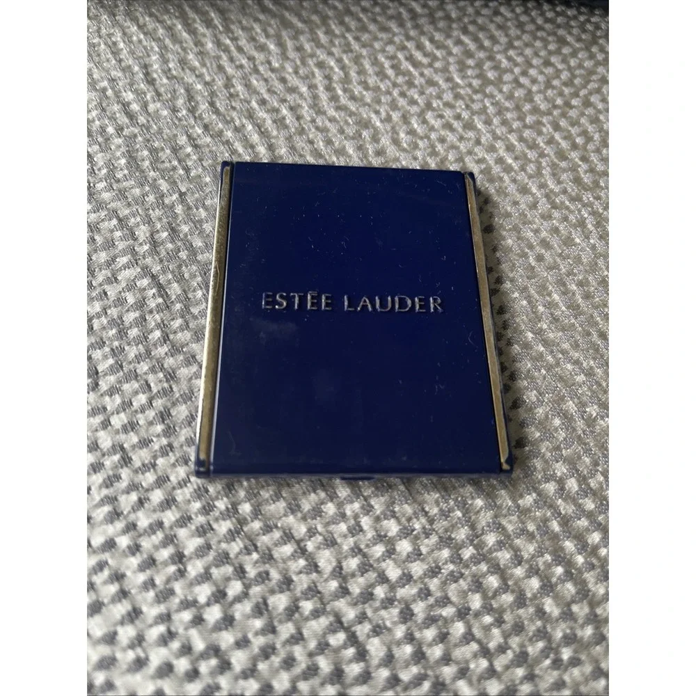 Vintage Estée Lauder Classic Navy Blue Gold Travel Bag Makeup Bag Compact Mirror